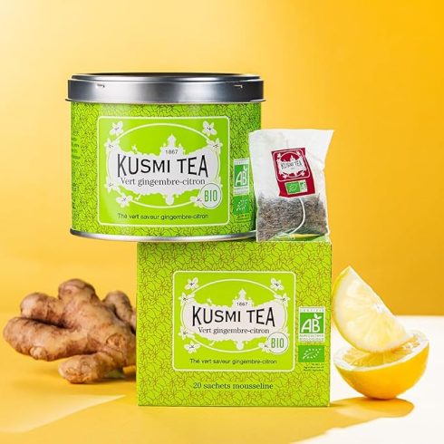Zöld tea Gyömbér-Citrom 20 db muszlin Teafilter Kusmi Tea Bio